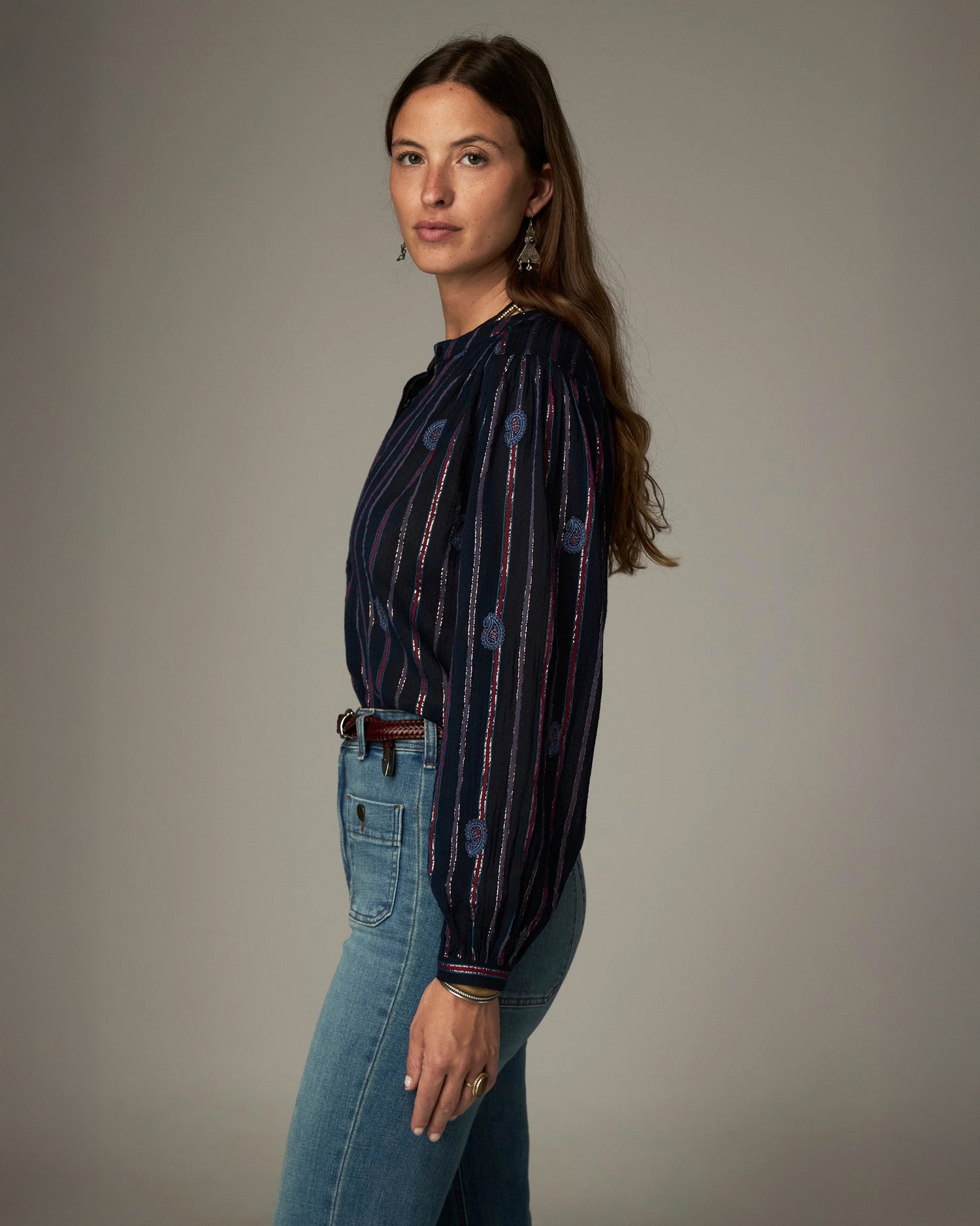 Raga Mina Stripe Shirt - Navy Berry