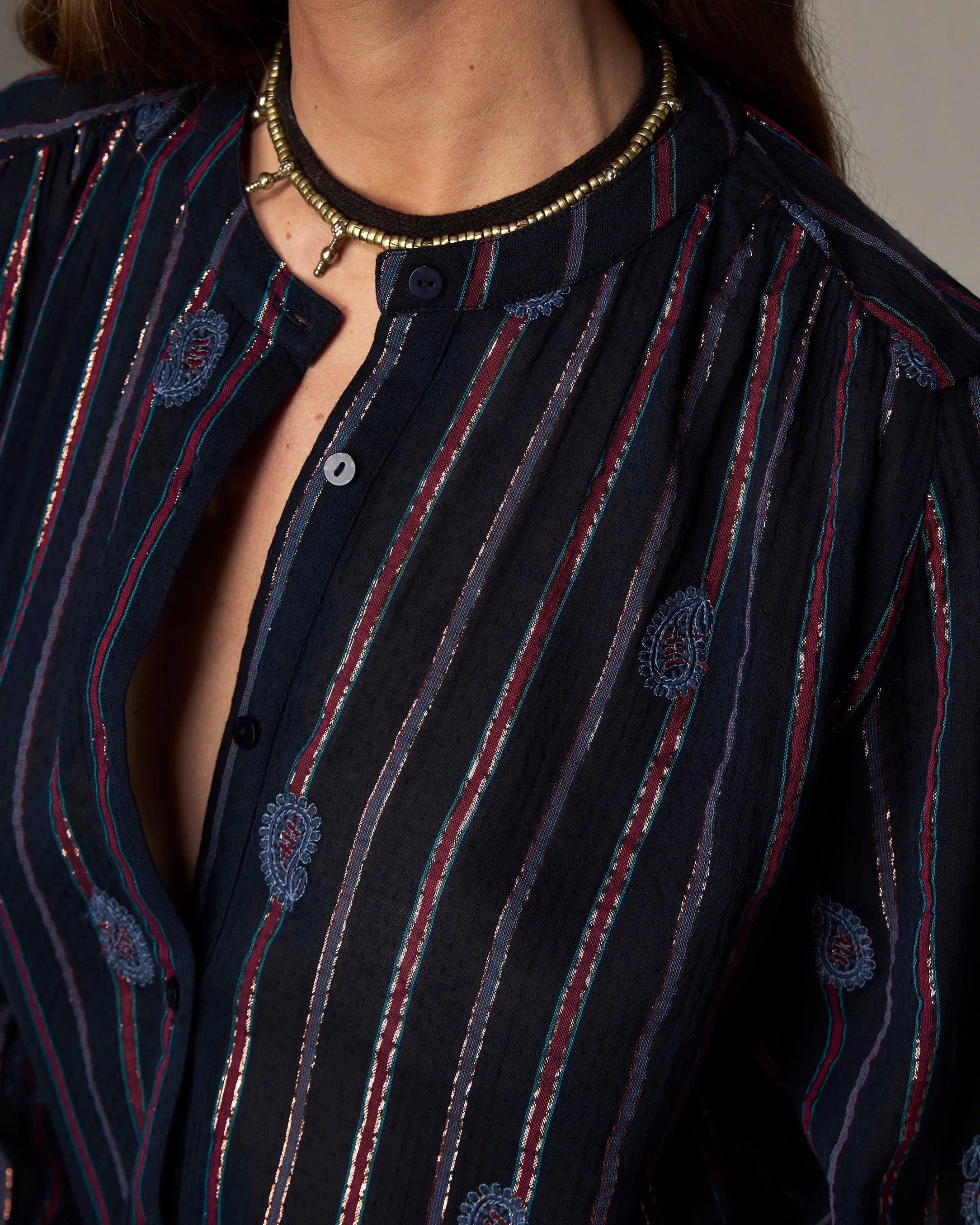 Raga Mina Stripe Shirt - Navy Berry