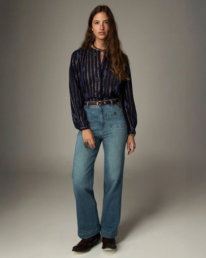 Raga Mina Stripe Shirt - Navy Berry