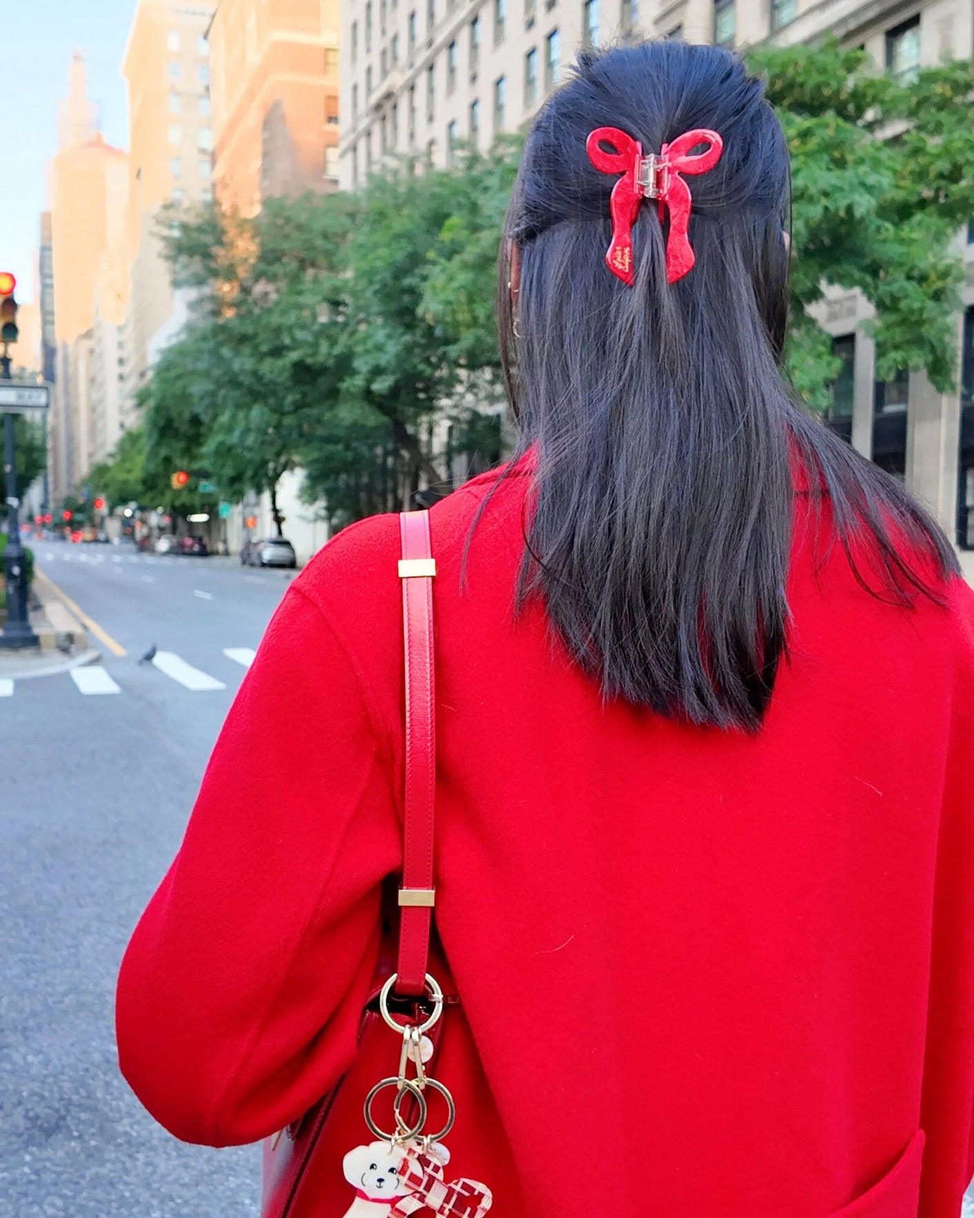 Red Bow Hair Claw - Red