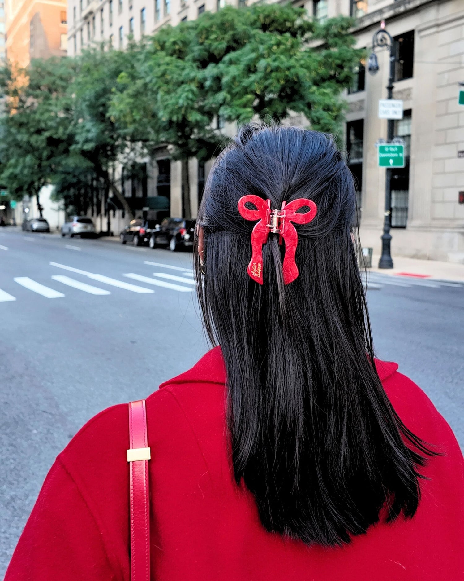 Red Bow Hair Claw - Red