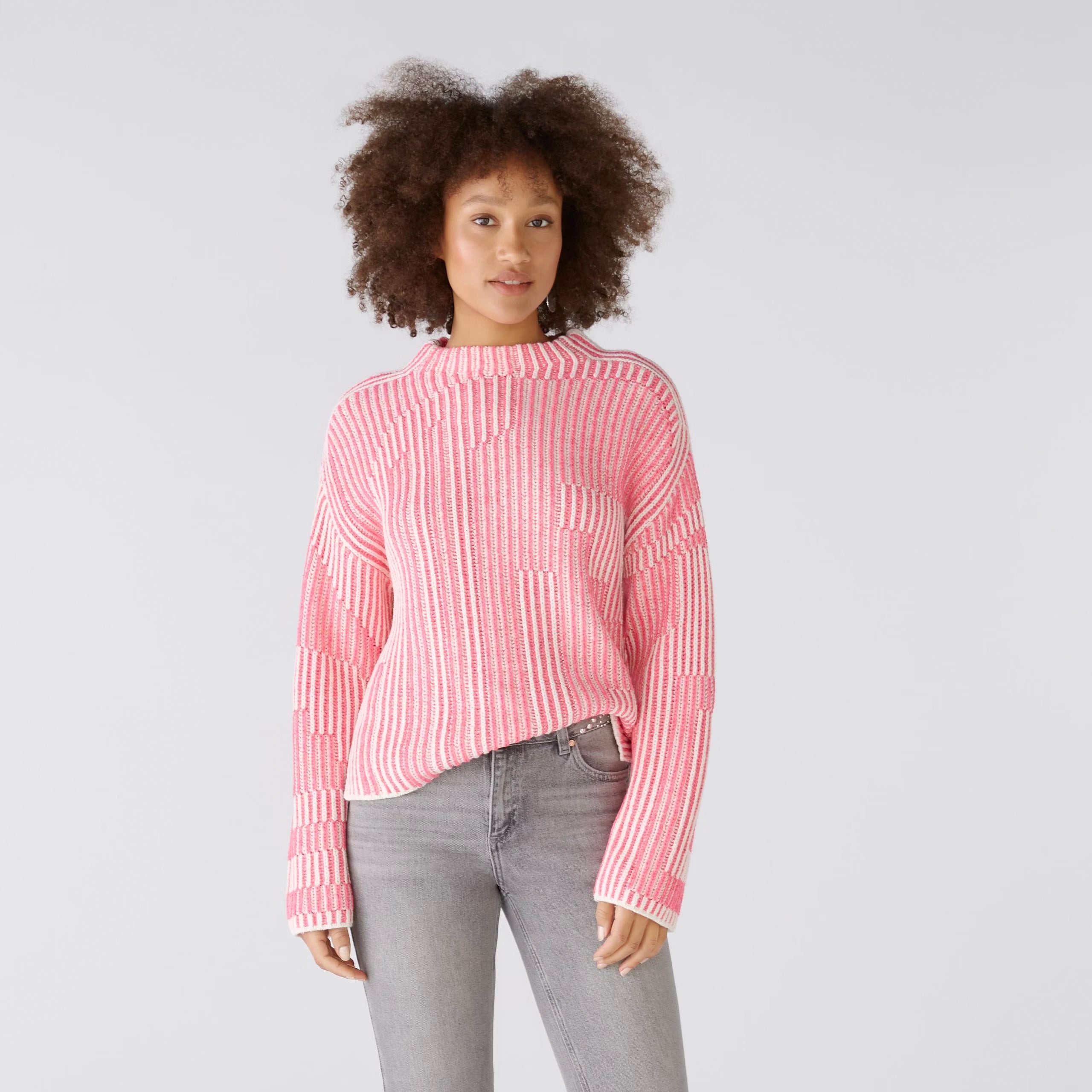 Ribbed Jumper Pink Grey