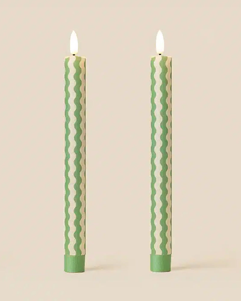 Rick Rack Flameless Led Taper Candle - Appletini
