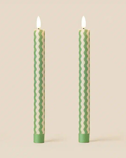 Rick Rack Flameless Led Taper Candle - Appletini