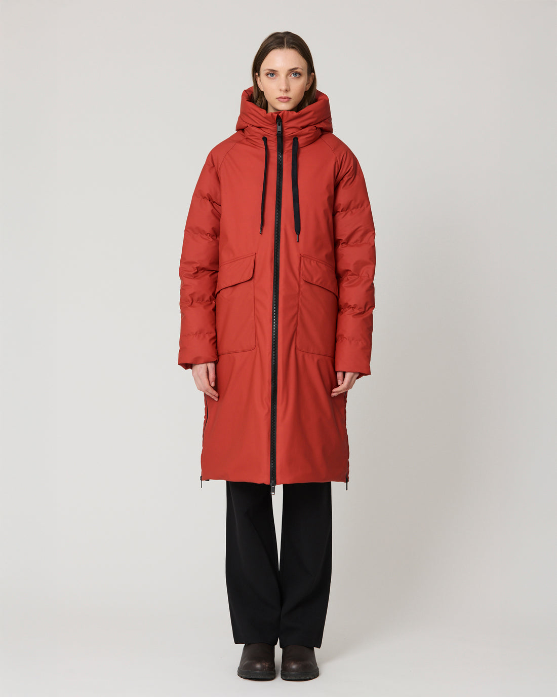 Rime Quilted Coat - Red Ochre