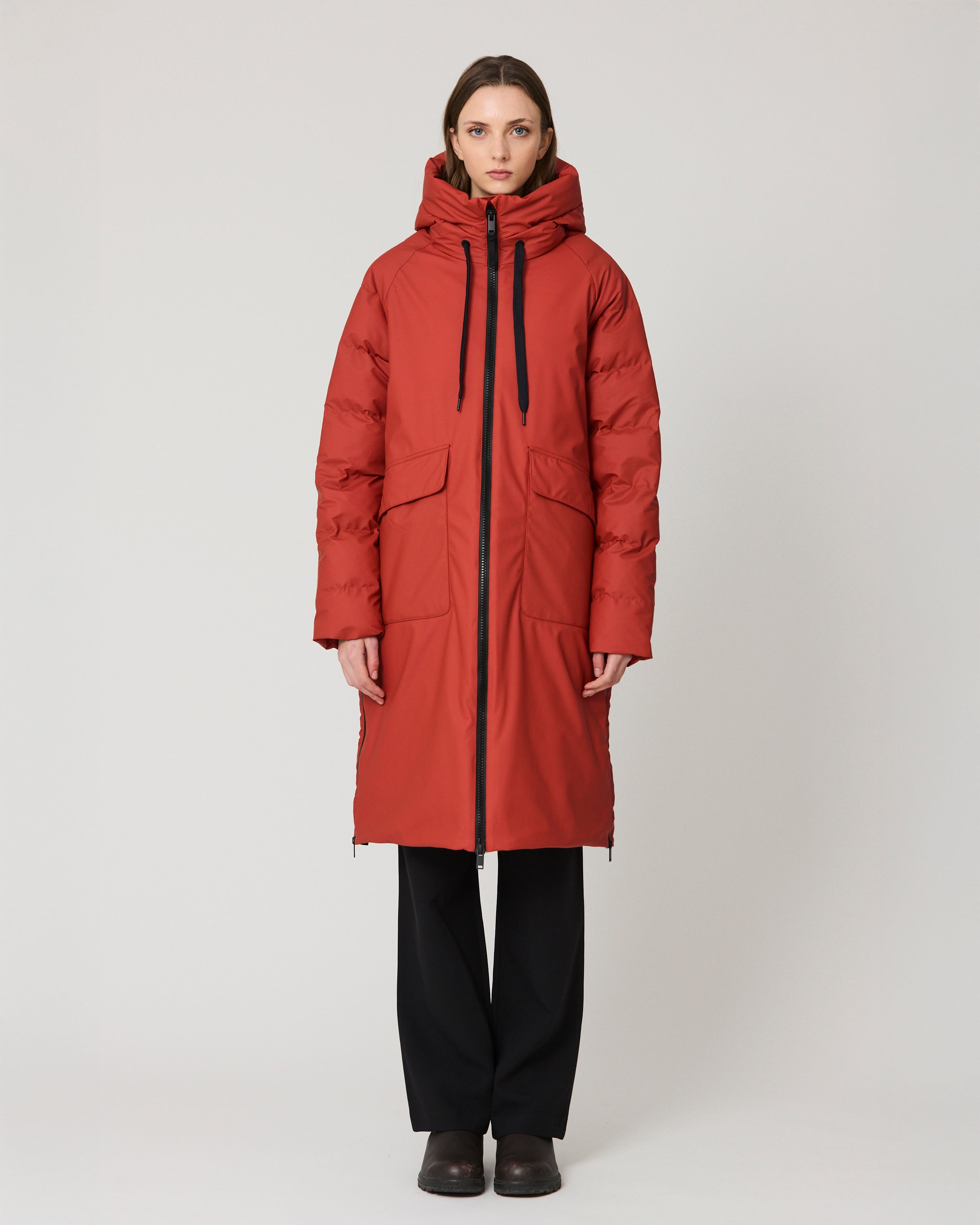 Rime Quilted Coat - Red Ochre