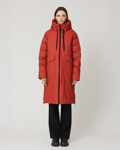Rime Quilted Coat - Red Ochre