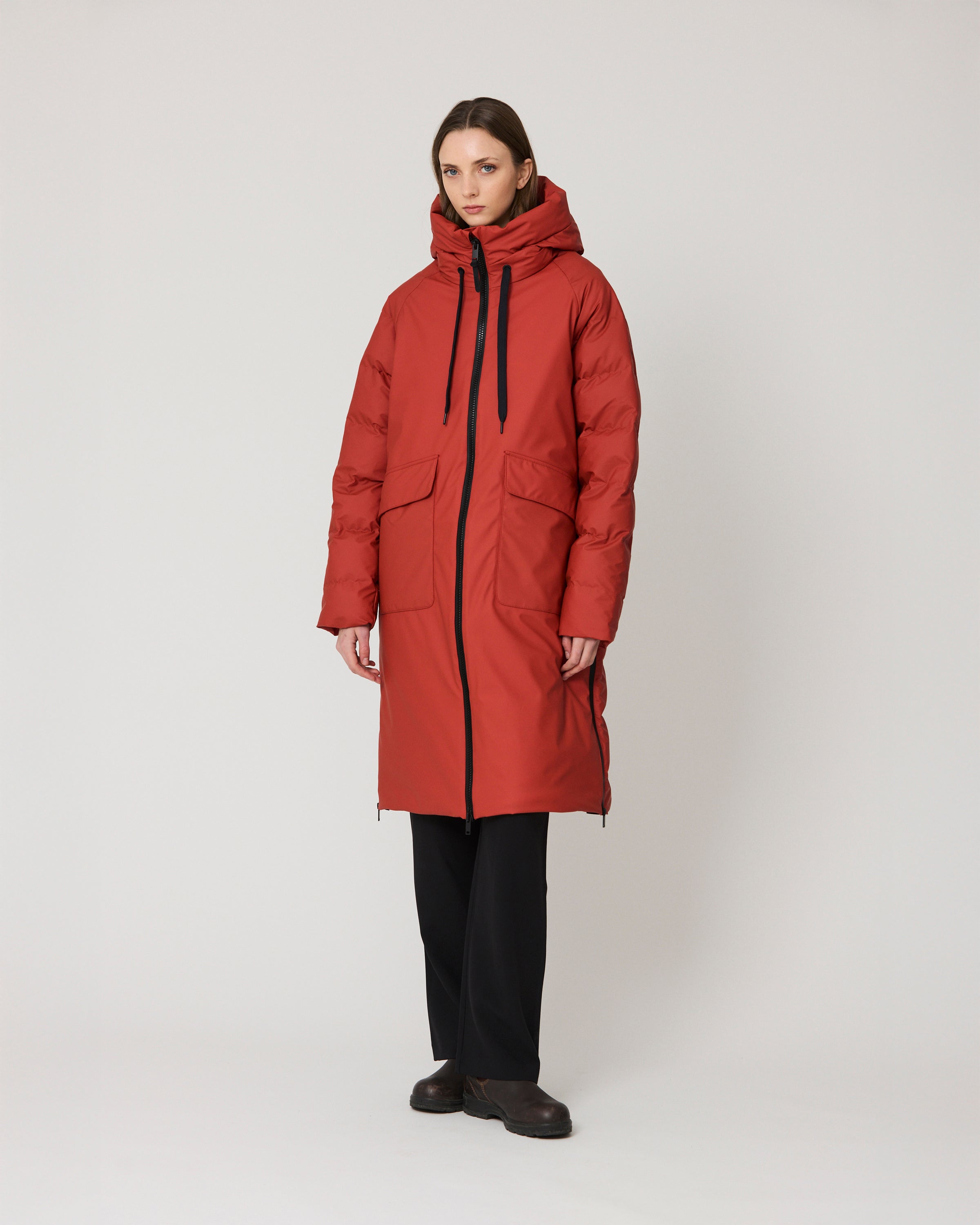 Rime Quilted Coat - Red Ochre
