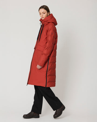 Rime Quilted Coat - Red Ochre