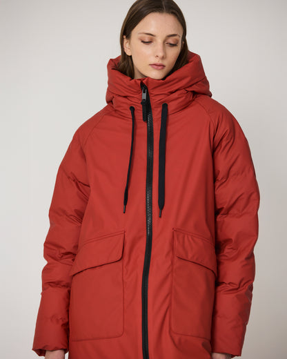 Rime Quilted Coat - Red Ochre