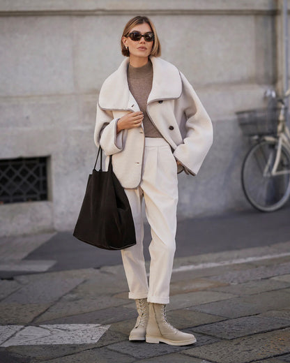 Romane Boxy Sherpa Jacket - Sandshell