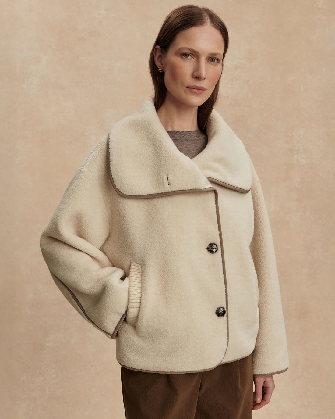 Romane Boxy Sherpa Jacket - Sandshell