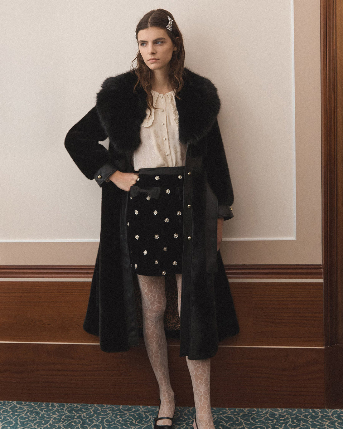 Rosaline Pearl Skirt - Black