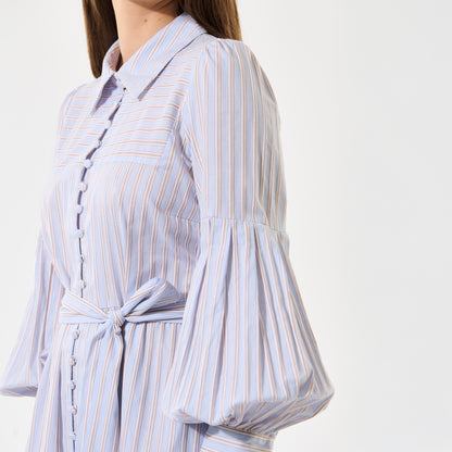 Rosetta Balloon Sleeve Dress - Cotton Dobby