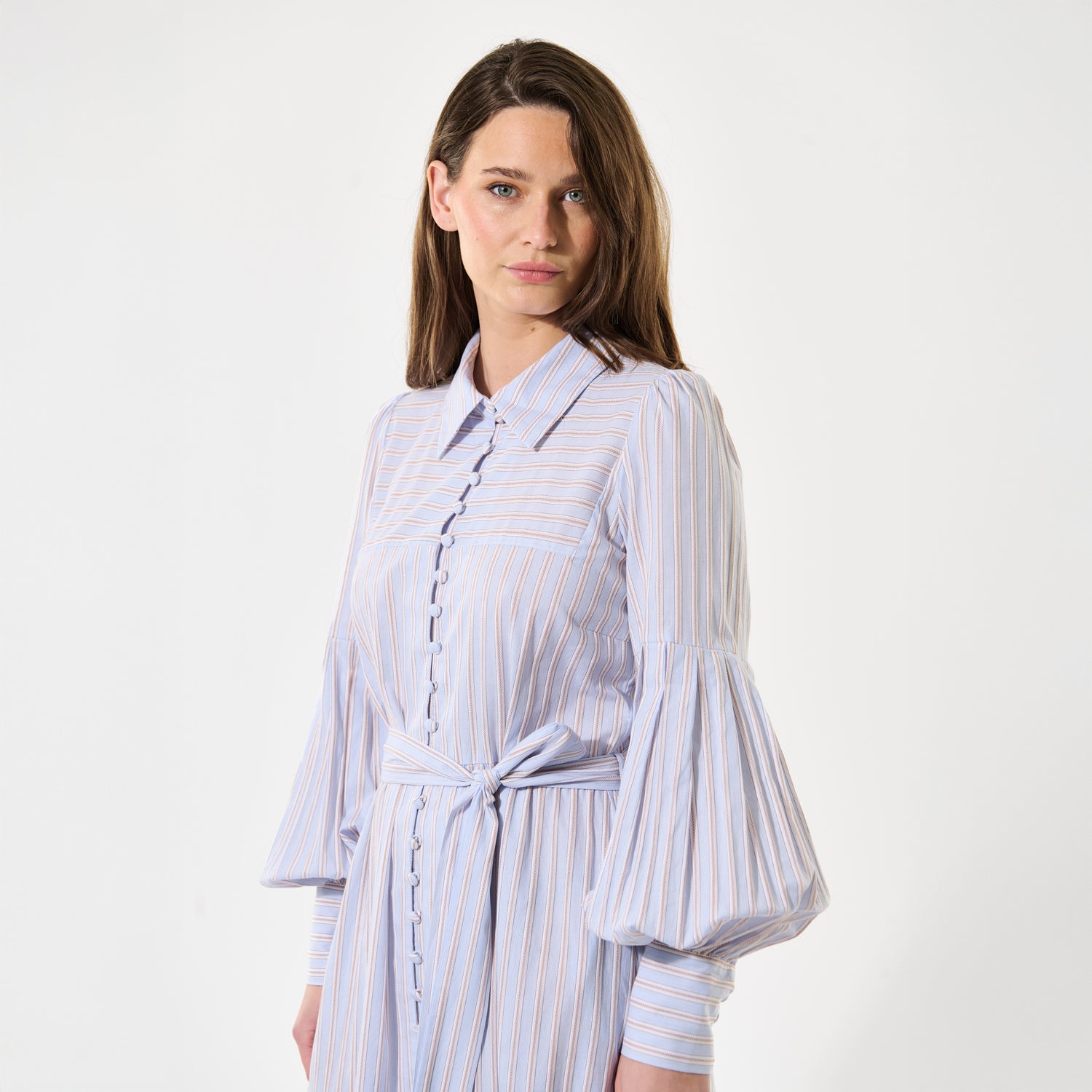 Rosetta Balloon Sleeve Dress - Cotton Dobby