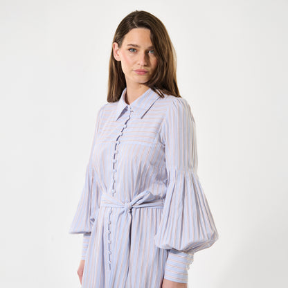 Rosetta Balloon Sleeve Dress - Cotton Dobby