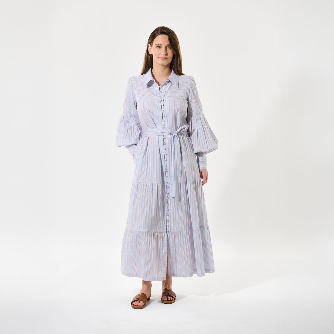 Rosetta Balloon Sleeve Dress - Cotton Dobby