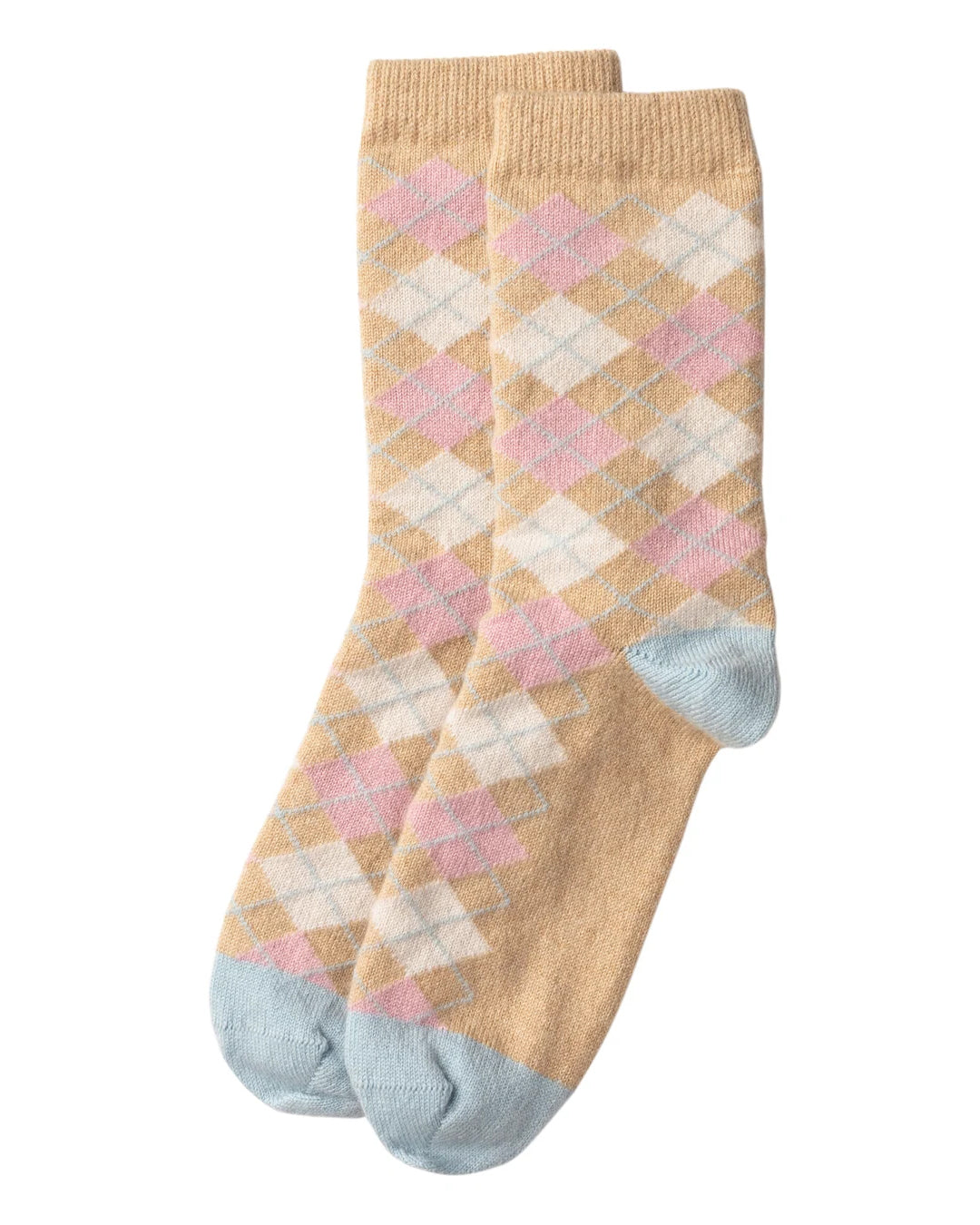 Cashmere Argyle Socks - Natural