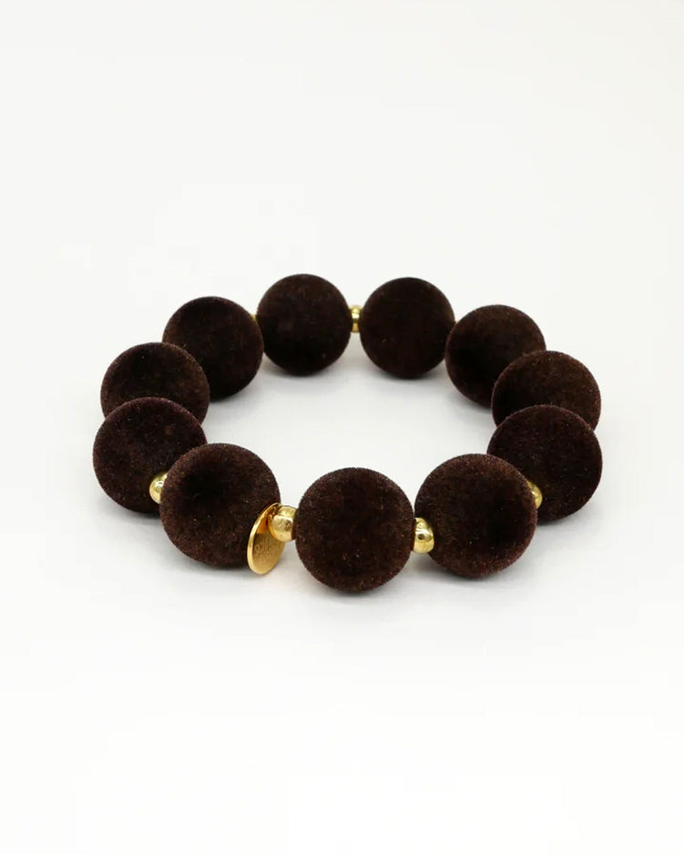 Round Velvet Hair Tie Bracelet - Brown