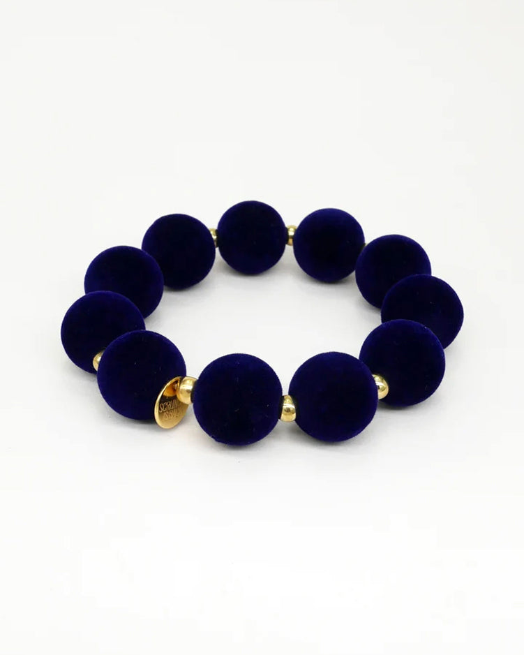 Round Velvet Hair Tie Bracelet - Navy Blue