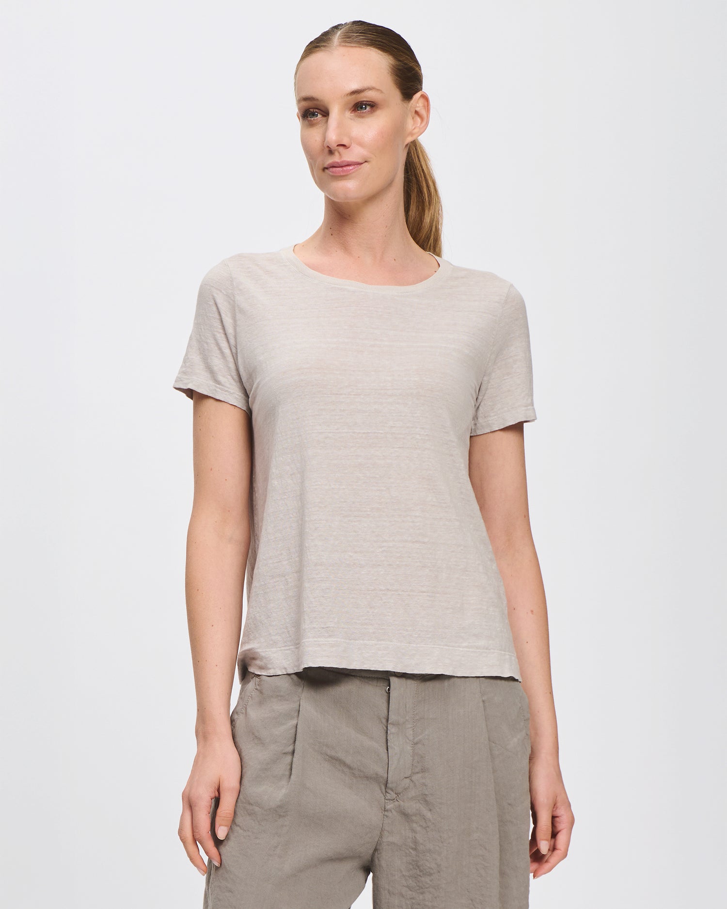 Round Neck T Shirt - Chalk