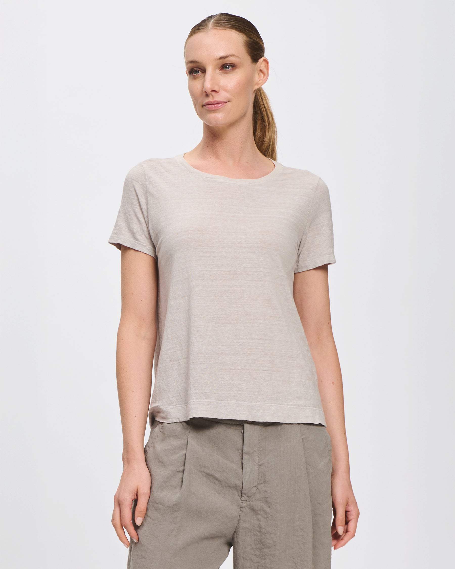 Round Neck T Shirt - Chalk