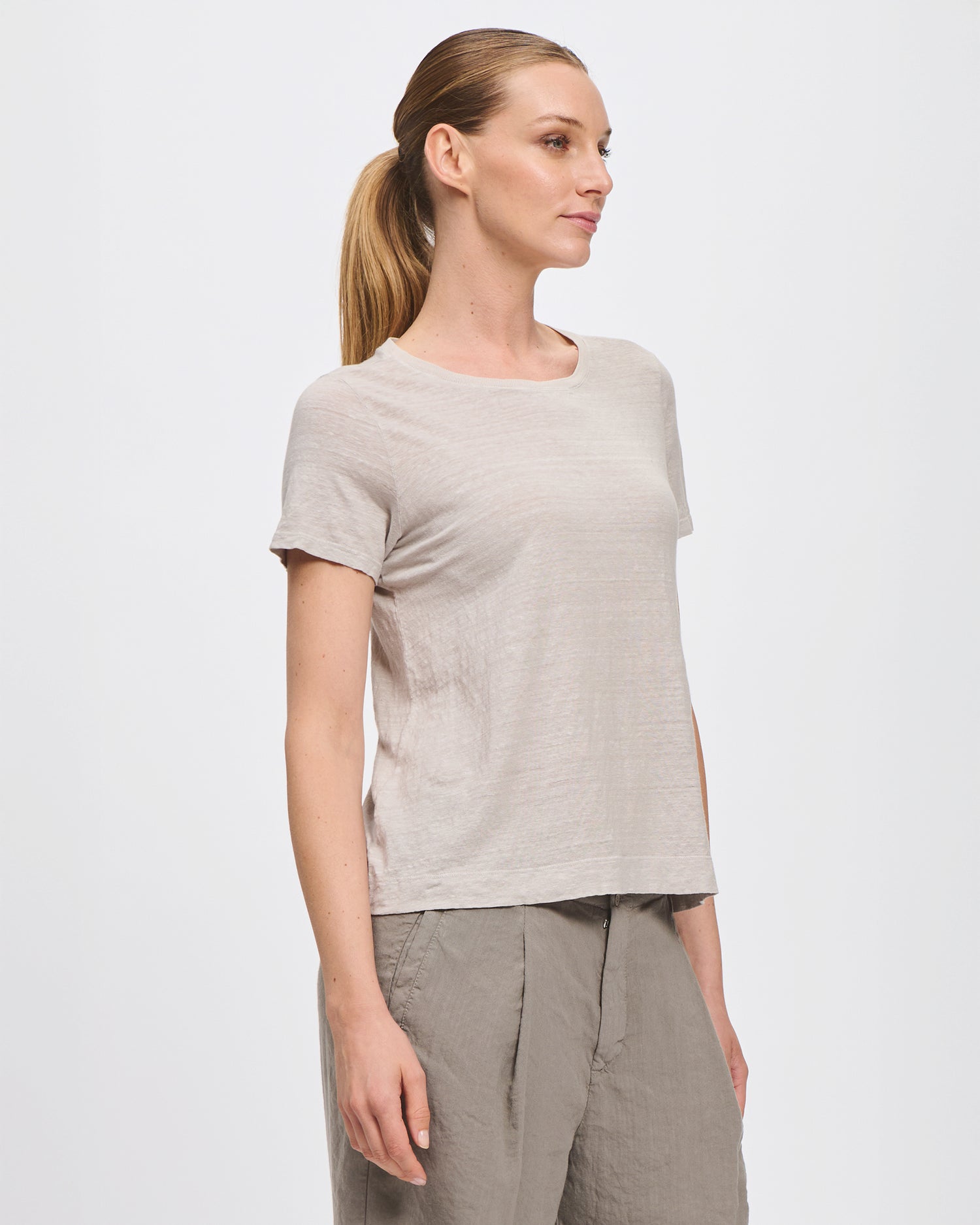 Round Neck T Shirt - Chalk