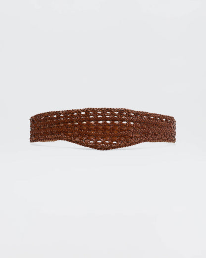 Roxella Woven Leather Belt - Tan