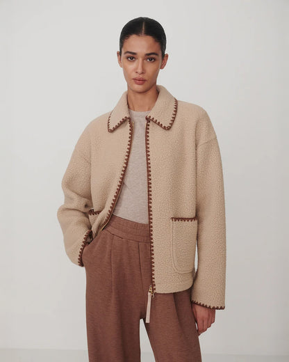 Ruiko Zip Through Fleece - Light Taupe