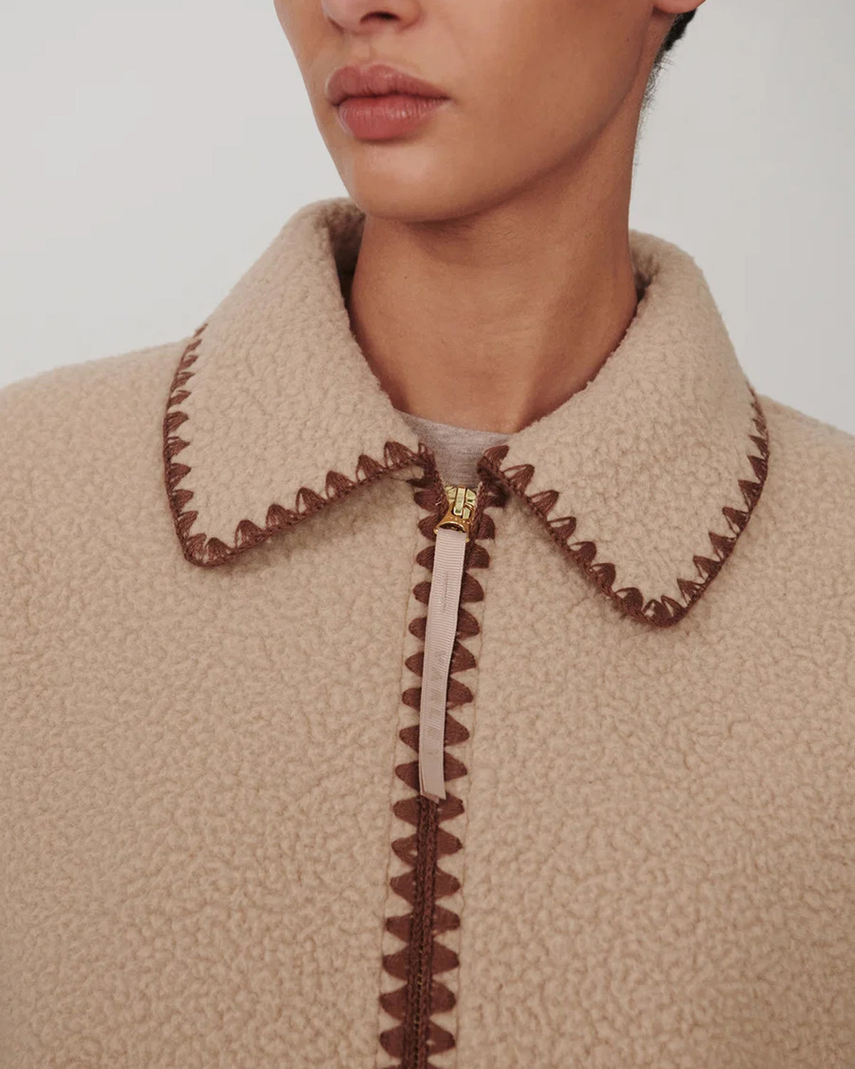 Ruiko Zip Through Fleece - Light Taupe