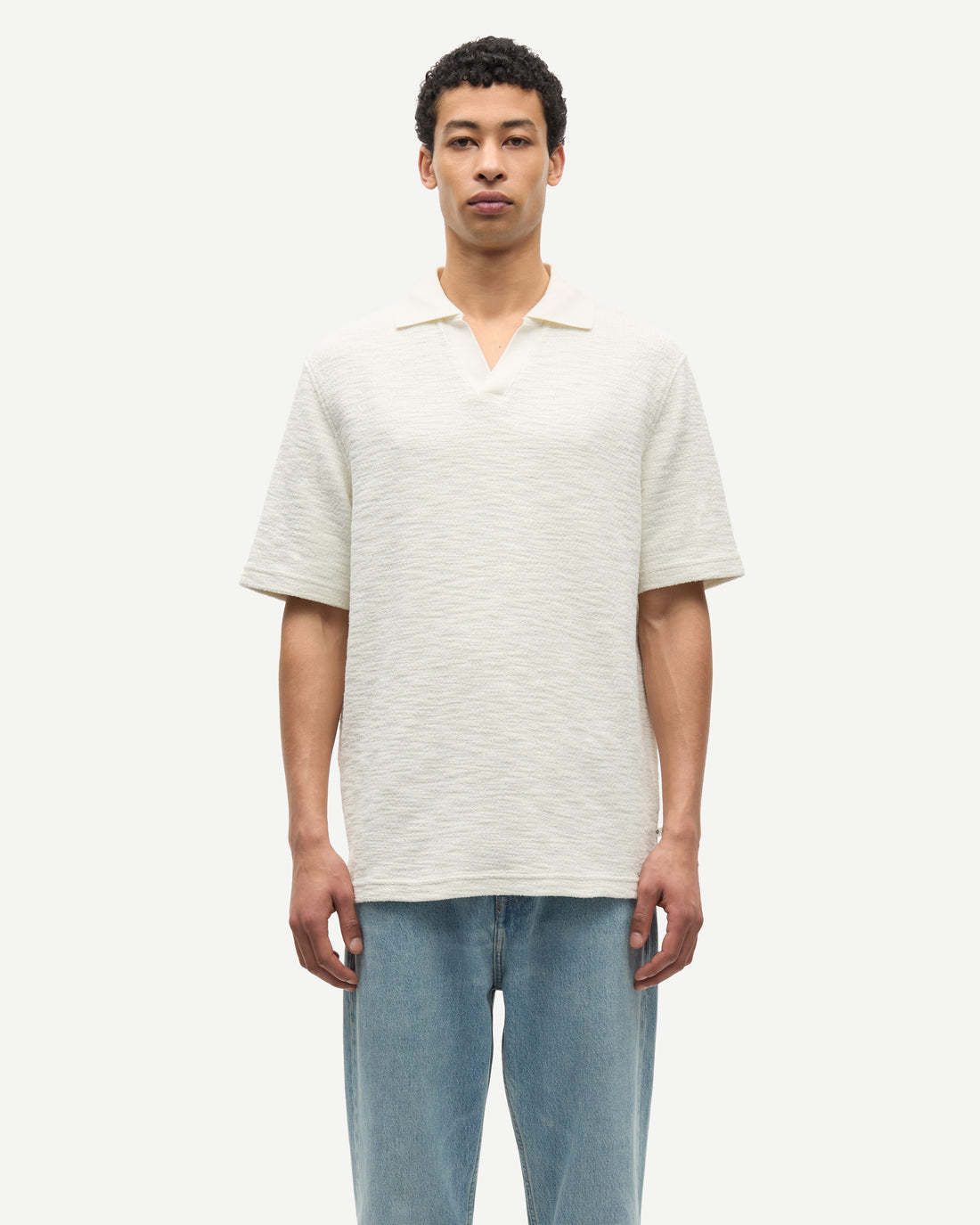 Samac V-Neck Polo - Clear Cream