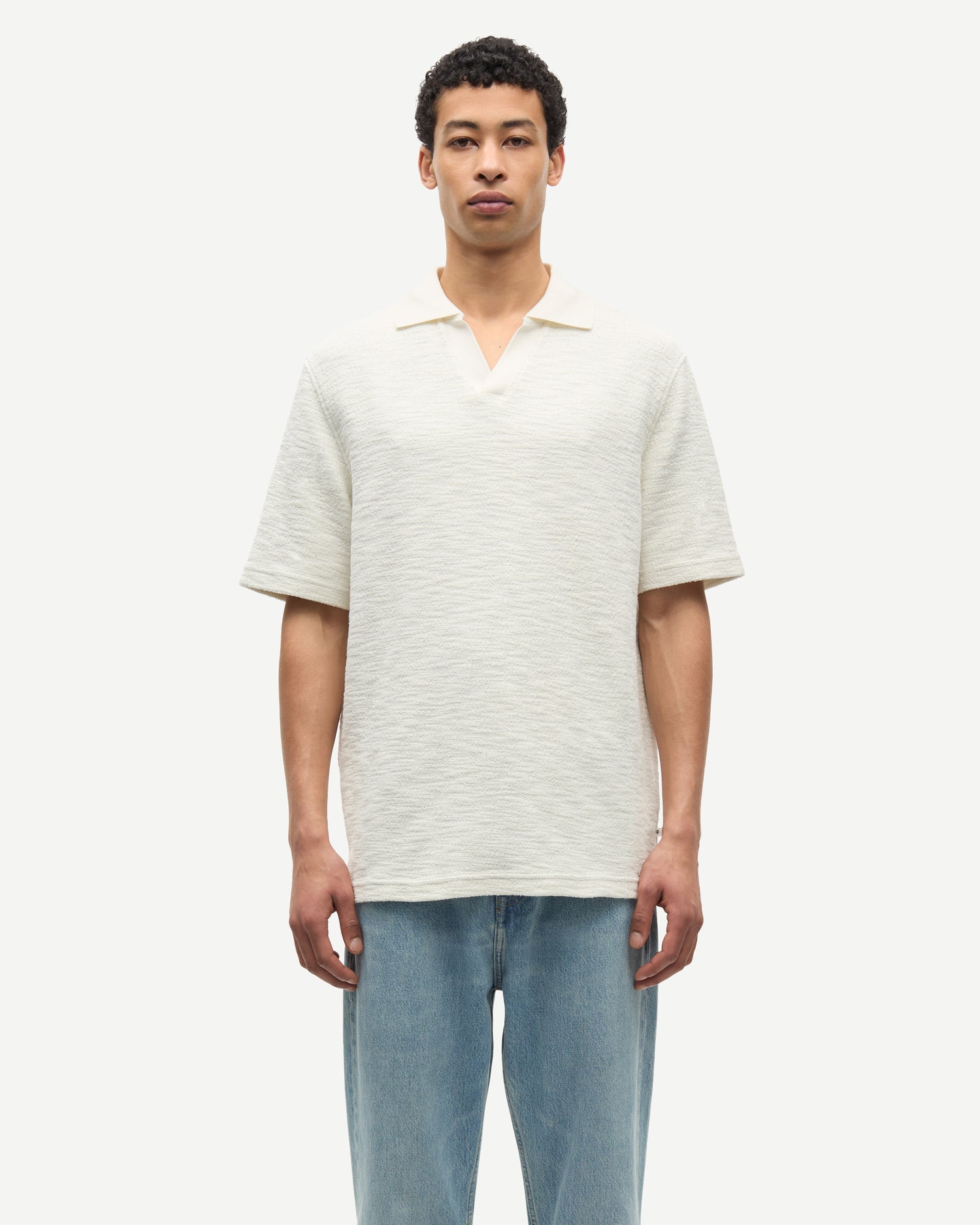 Samac V-Neck Polo - Clear Cream
