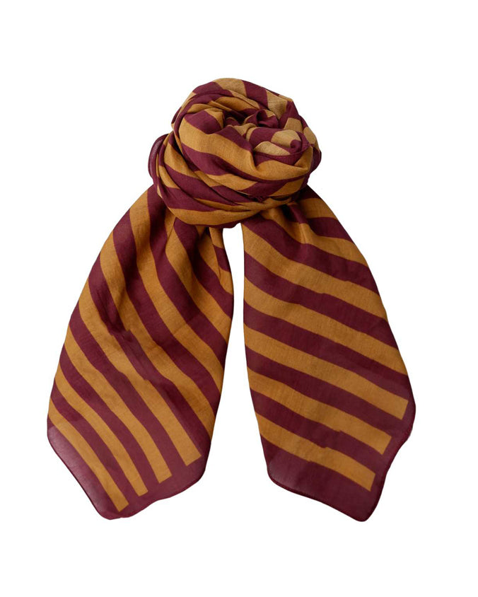 Shirley Striped Mini Scarf - Spiced Plum