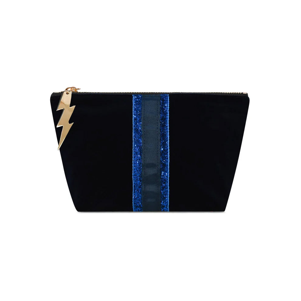 Small Velvet Bag - Navy Stripe