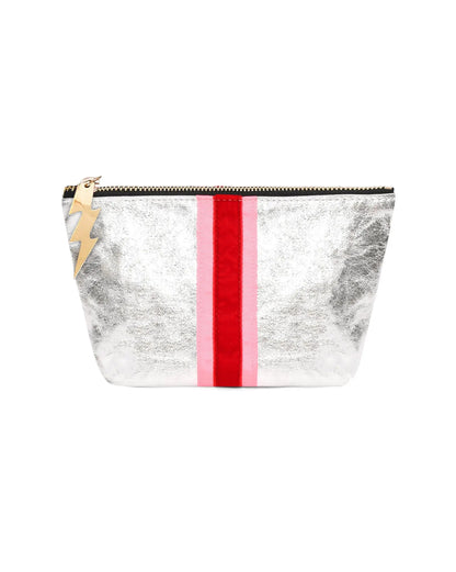 Small Sheeny Silver Bag With Red Velvet - Silver