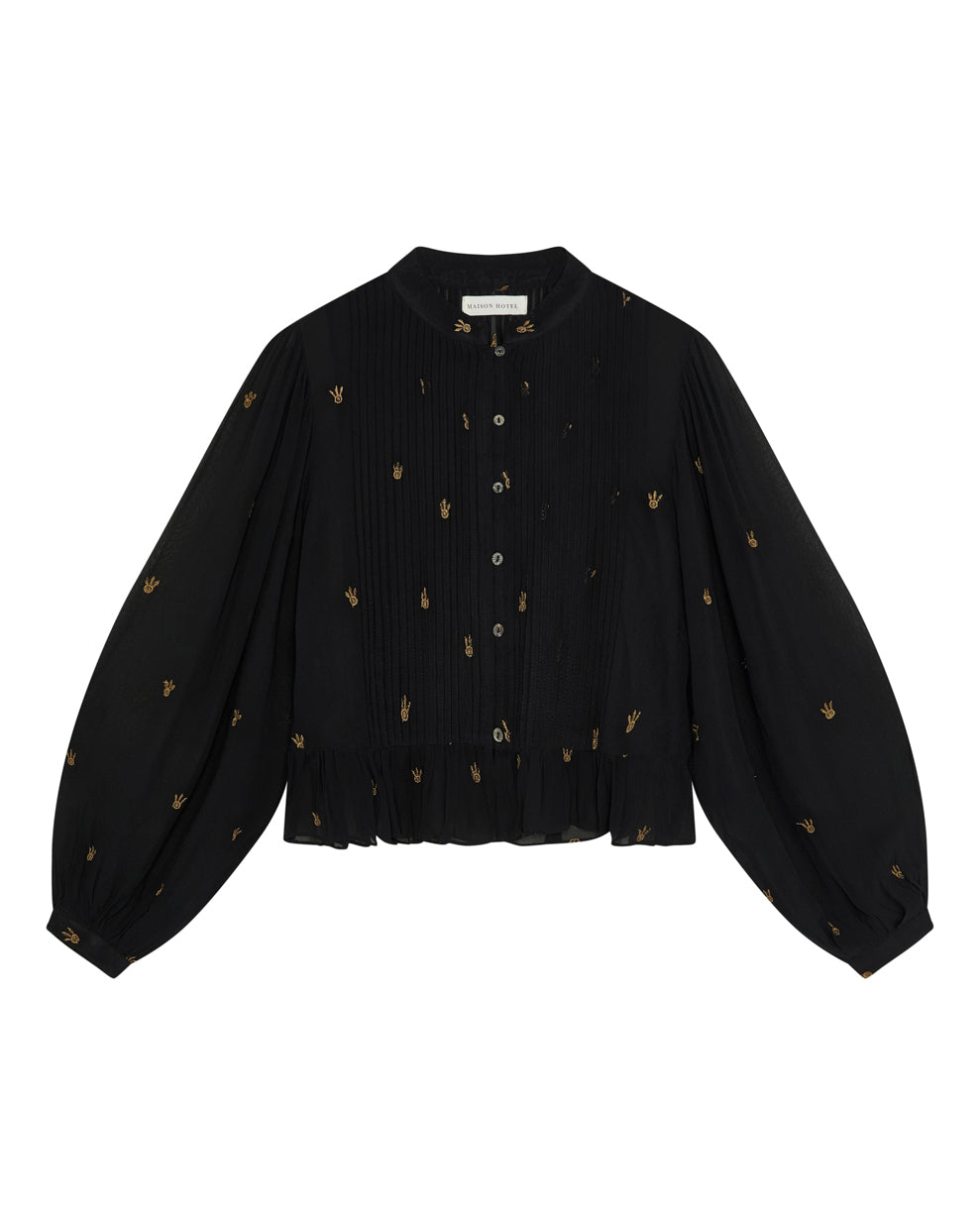 Soiree Catherine Pleat Front Blouse - Black