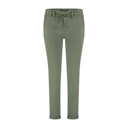 Tessy Cropped Slub-Twill Trousers - Teagreen