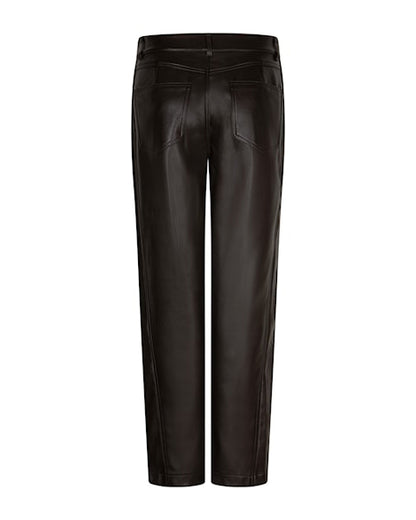 Caitlina Faux Leather Trousers - Espresso