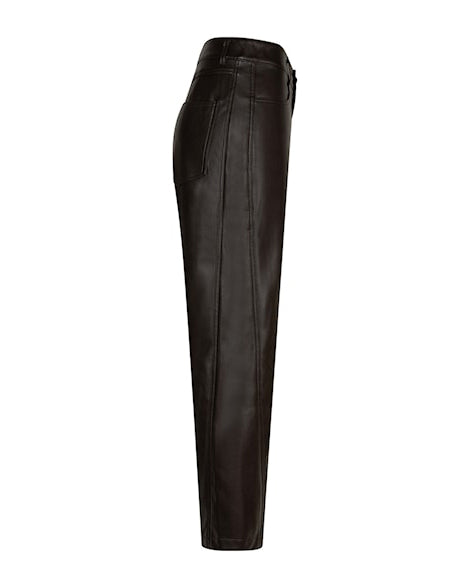 Caitlina Faux Leather Trousers - Espresso
