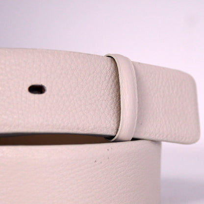 Dalia Leather Silver Buckle Belt - Beige