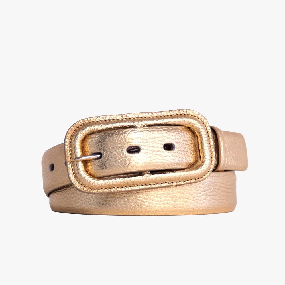 Leather Shimmer Belt - Gold