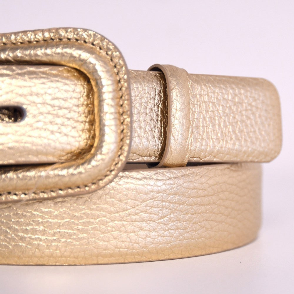 Leather Shimmer Belt - Gold