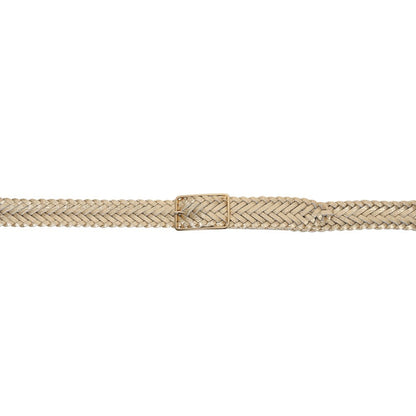 Woven Leather Shimmer Belt - Gold