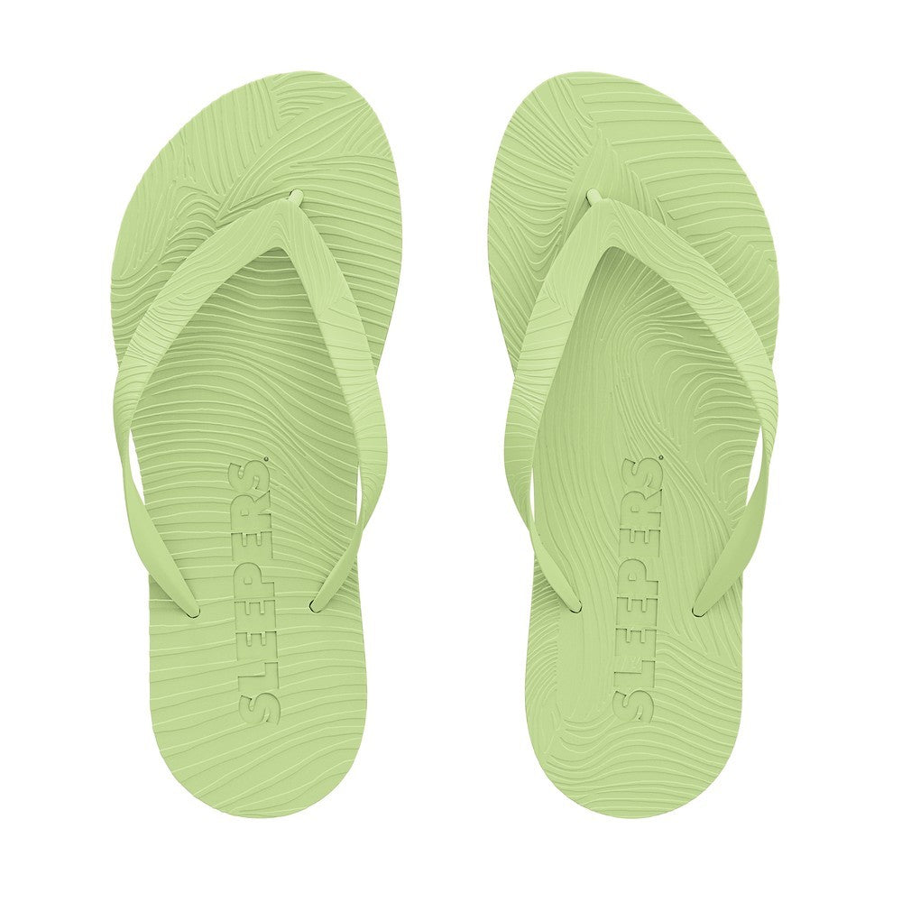 Slim Wide Strap Flip Flops - Sap Green