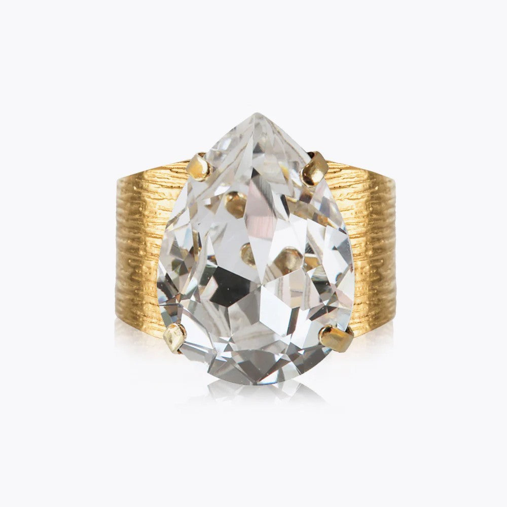 Classic Drop Ring Gold - Crystal