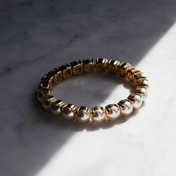 Gia Stud Bracelet Gold - Pearl