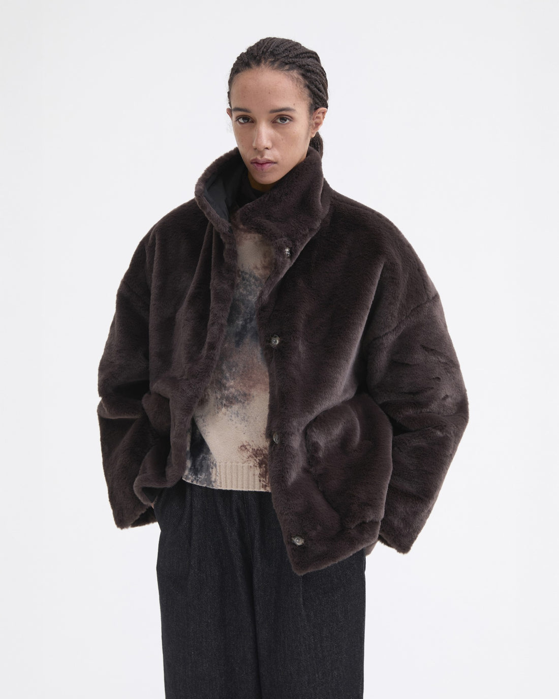 100% Waterproof Reversible Coat - Navy Blue/ Brown