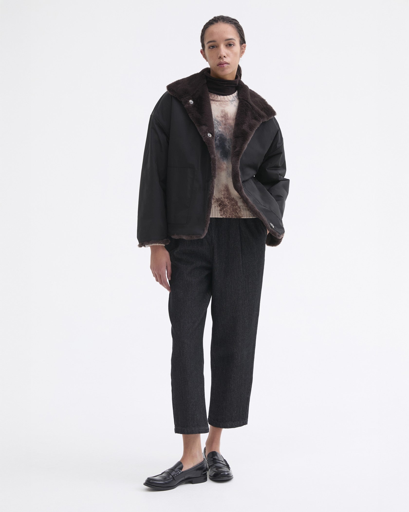 100% Waterproof Reversible Coat - Navy Blue/ Brown