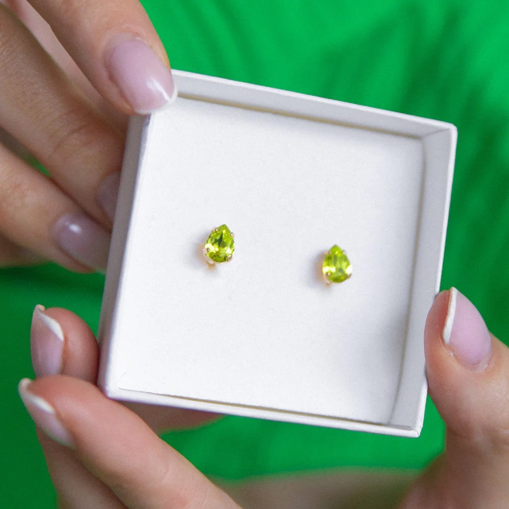Superpetite Drop Earrings Gold - Citrus Green