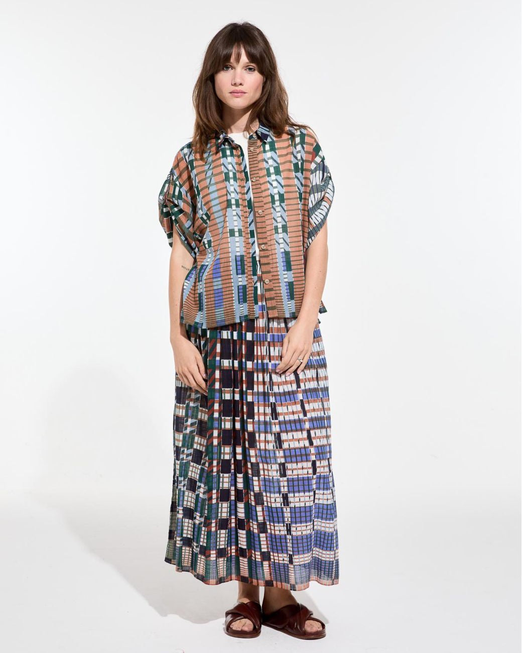 Check Skirt - Rust